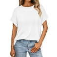 thumbnail image 1 of Women Casual Basic T Shirt Polyester Rayon Spandex Loose Fit for Summer and Various Occasions, 1 of 5