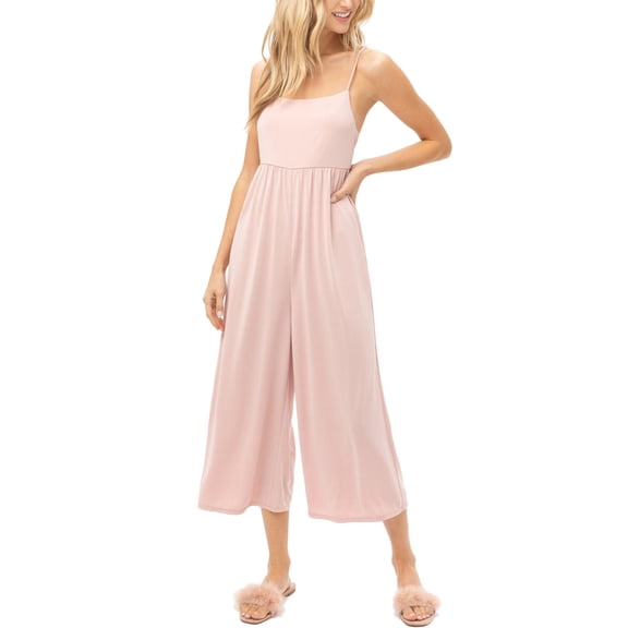 Women Casual Bib Loose Fit Adjustable Spaghetti Strap Cropped Pants Jumpsuits Sleeveless Romper Jumpsuit