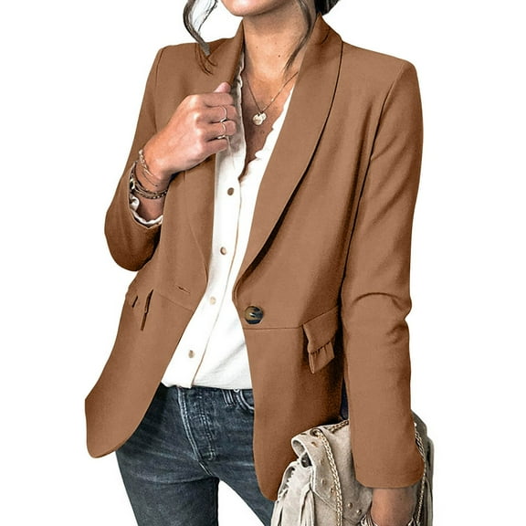 Women Casual Blazer Button Lapel Suit Jacket for Women with Pockets Long Sleeve Work Business Fashion Blazers Jackets Outfits