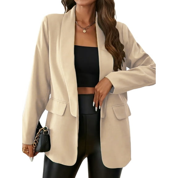 Women Casual Blazer Long Sleeve Open Front Shawl Collar Slim Jacket Fashion Spring Fall Blazer Jacket M