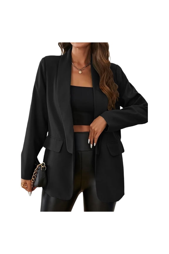 Women Casual Blazer Long Sleeve Open Front Shawl Collar Slim Jacket Fashion Spring Fall Blazer Jacket