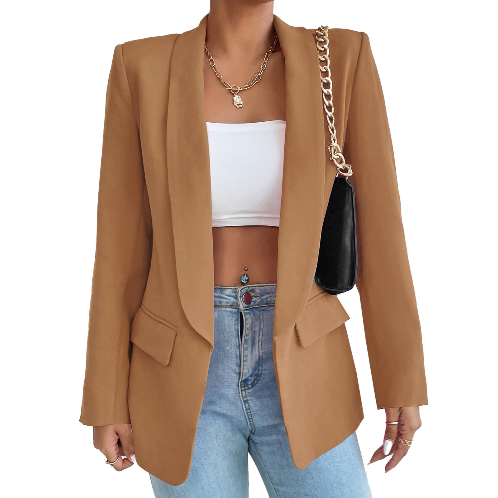 MuseForm™ – Buttoned Shawl Collar Blazer (Elegant Fit, Office Ready)