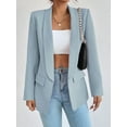 thumbnail image 1 of Women Casual Blazer Suit Open Front Shawl Collar Long Sleeve Fitted Jacket for Office Work Light Blue L, 1 of 6