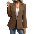 thumbnail image 1 of Women Casual Blazers Long Sleeve One Button Dressy Jacket Solid Color Work Business Coat Loose Fashion Lightweight Outerwear with Pocket, 1 of 5