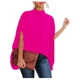 thumbnail image 1 of Women Casual Blouse Shirts Batwings Sleeve Mock Neck Loose Poncho Tops, 1 of 6