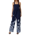 thumbnail image 1 of Women Casual Bodysuit, Floral Wide Leg Sleeveless Long Jumpsuit, 1 of 9