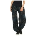thumbnail image 1 of Women Casual Boho Print Pants Wide Leg Pants Loose Pocket Button Harem Pants, 1 of 8