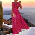 thumbnail image 1 of Women Casual Boho Print Zipper V Neck Sleeveless Long Dress Holiday Dress Floral Summer Dresses for Women Women's Summer Dresses Casual, 1 of 7