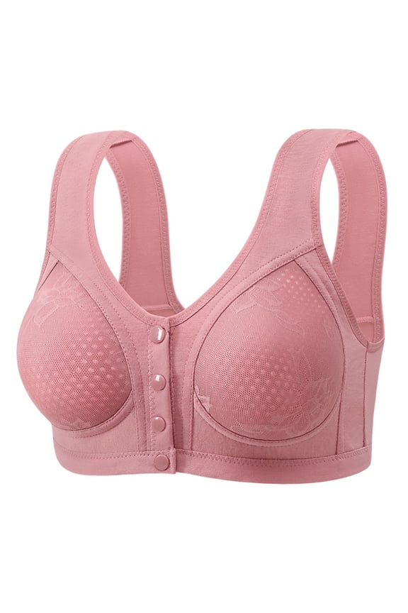 Women Casual Button Down Bra Breathable Comfortable Underwear Wireless Support Soft Fabric Everyday Wear