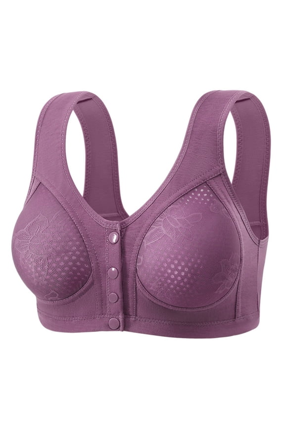 Women Casual Button Down Bra Breathable Comfortable Underwear Wireless Support Soft Fabric Everyday Wear