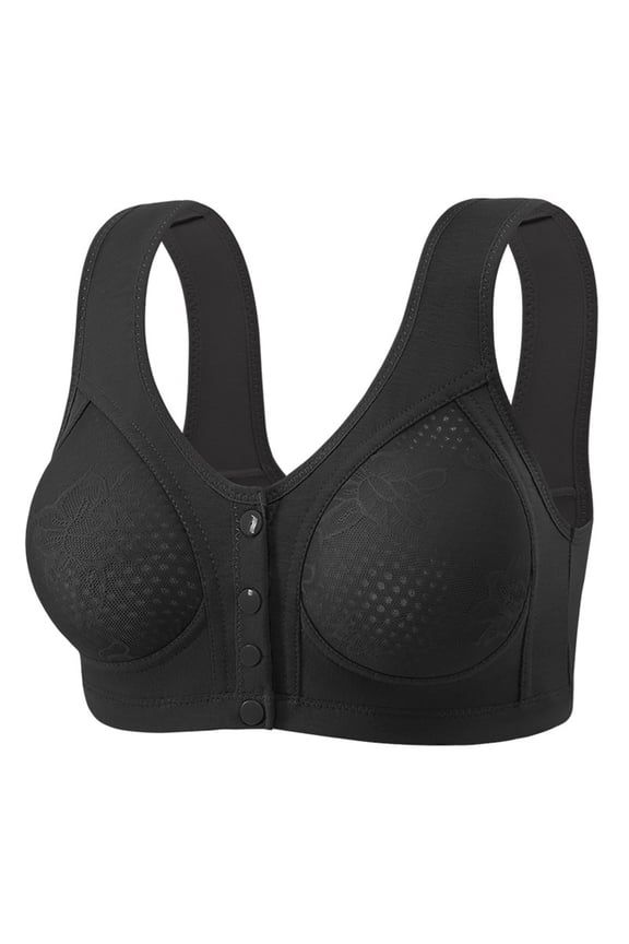 Women Casual Button Down Bra Breathable Comfortable Underwear Wireless Support Soft Fabric Everyday Wear