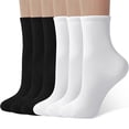 thumbnail image 1 of 6 Pack Womens Crew Socks,Lightweight  Casual Ankle Socks Size 5-10, 1 of 7