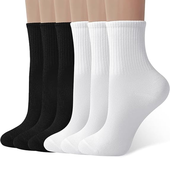 6 Pack Womens Crew Socks,Lightweight Casual Ankle Socks Size 5-10