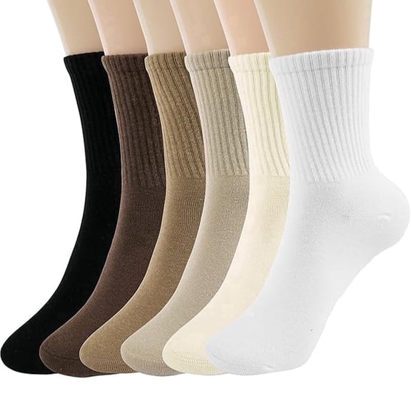 6 Pack Womens Crew Socks, Lightweight Thin Casual Crew Socks Size 5-10