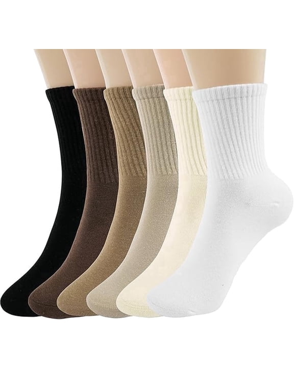 6 Pack Womens Crew Socks, Lightweight Thin Casual Crew Socks Size 5-10