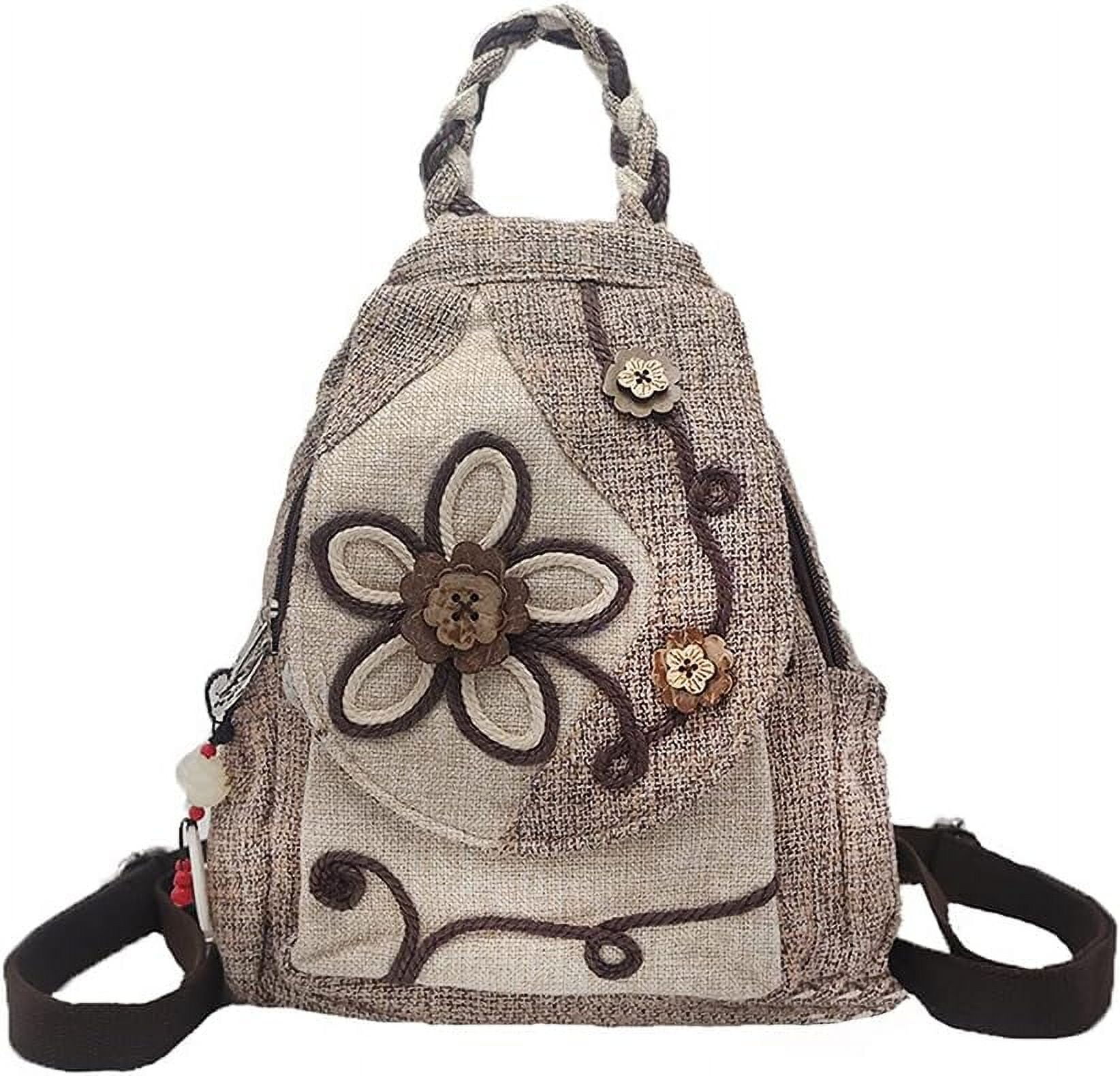 Women Casual Canvas Backpack Boho Hand-Woven Exquisite  display picture 2