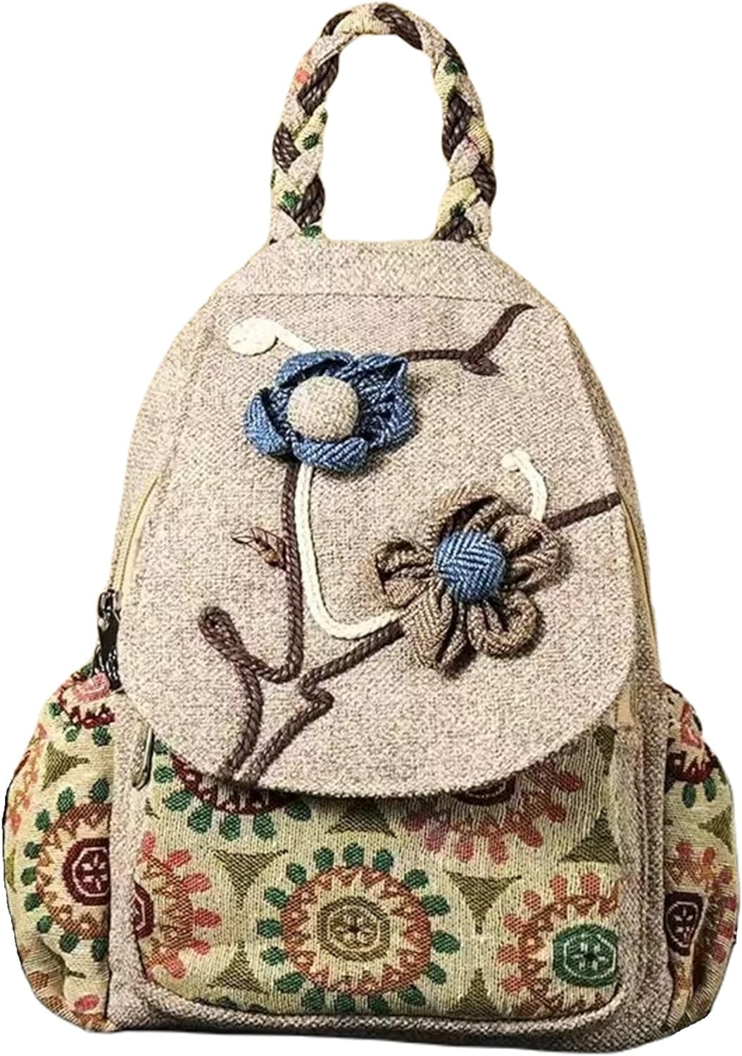 Women Casual Canvas Backpack Boho Hand-Woven Exquisite  display picture 3