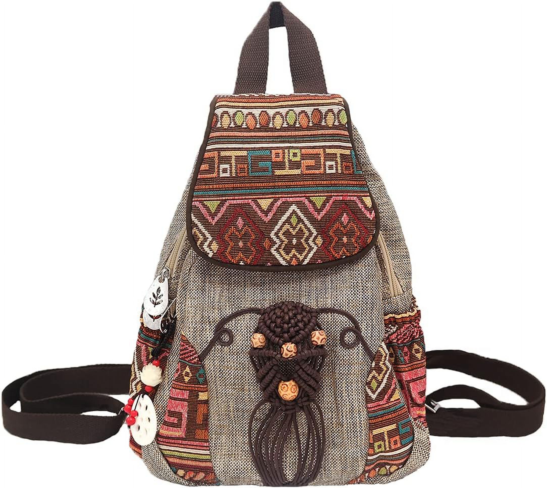 Women Casual Canvas Backpack Boho Hand-Woven Exquisite  display picture 3