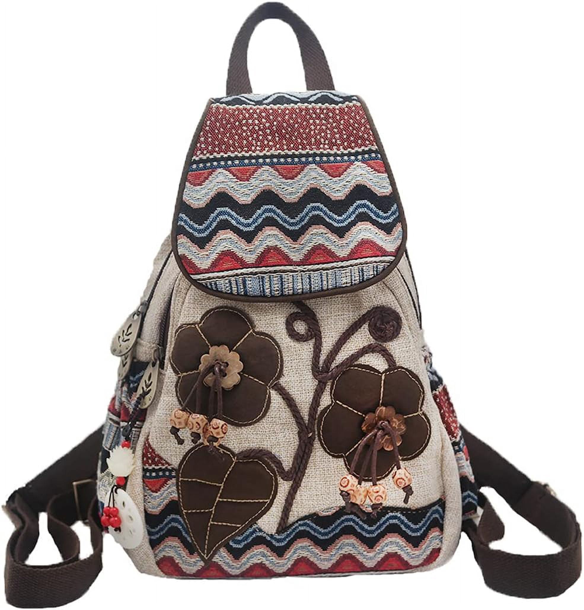 Women Casual Canvas Backpack Boho Hand-Woven Exquisite  display picture 1