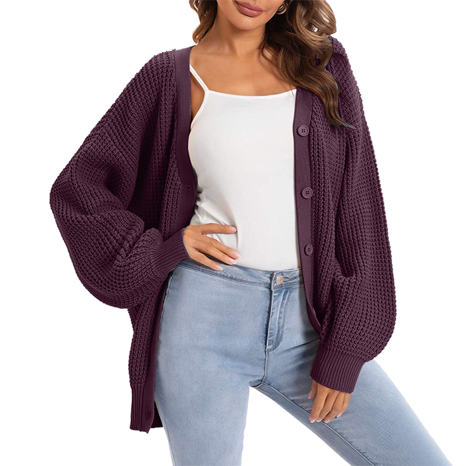 Women Casual Cardigan Sweater Coat Button Down Long Sleeve Women Casual Cardigan Sweater Coat Button Down Long Sleeve