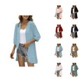 thumbnail image 1 of Women Casual Cardigan Three Quarter Sleeve Open Front Lightweight Dots Cardigan Draped Ruffles Cardigan Cardigan Sweaters for Women, 1 of 2