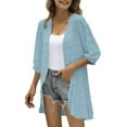 thumbnail image 1 of Women Casual Cardigan Three Quarter Sleeve Open Front Lightweight Dots Cardigan Draped Ruffles Clothes for Women Cardigan Cardigan Leopard Kimono Cardigan Sweaters for Women Size 3x, 1 of 7