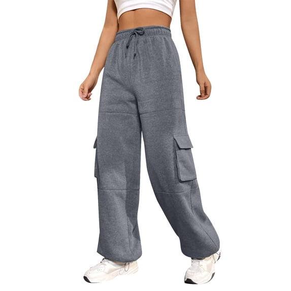 Women Casual Cargo Sweatpants High Waisted Drawstring Straight Leg Hiking Trousers With Functional Pockets For Everyday Wear Comfortable Sweatpants for Women Relaxed Fit Pant