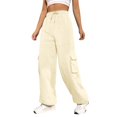 thumbnail image 1 of Women Casual Cargo Sweatpants High Waisted Drawstring Straight Leg Hiking Trousers With Functional Pockets For Everyday Wear Comfortable Sweatpants for Women Relaxed Fit Pant, 1 of 8