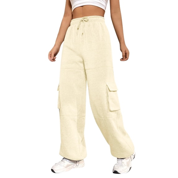 Women Casual Cargo Sweatpants High Waisted Drawstring Straight Leg Hiking Trousers With Functional Pockets For Everyday Wear Comfortable Sweatpants for Women Relaxed Fit Pant