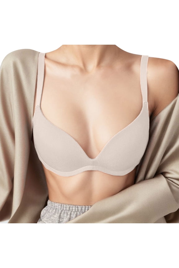 Women Casual Comfortable Lightweight Triangle Cup Bra Soft Seamless Wireless No Steel Ring Everyday T-Shirt Underwear