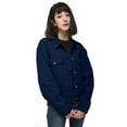 thumbnail image 1 of Women Casual Corduroy Button Down Long Sleeve Short Crop Jacket Coat, Indigo Blue, Medium, 1 of 6