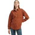 thumbnail image 1 of Women Casual Corduroy Button Up Long Sleeve Coat, Brown, Medium, 1 of 4