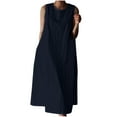 thumbnail image 1 of Women Casual Cotton Linen Dress Sleeveless Maxi Dress Flowy Beach Summer Long Tank Dress with Pockets, 1 of 6