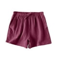 thumbnail image 1 of Women Casual Cotton Linen Shorts Elastic High Waisted Drawstring Wide Leg Short Summer Beach Shorts with Pocket, 1 of 5