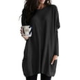 thumbnail image 1 of Women Casual Crew Neck Long Sleeves Pocket Solid Color T Shirts Tunic Blouse Tops Ladies Leisure Oversized T Shirt With Pocket, 1 of 2