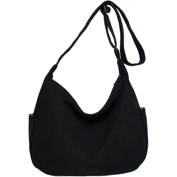 Women Casual Croduroy Crossbody Bag Large Crescent Shoulder Handbag Solid Hobo Tote Satchel Shopping Commuting