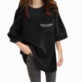 thumbnail image 1 of Women Casual Daily T-Shirts Round Neck Short Sleeve Loose Tee Tops, 1 of 1