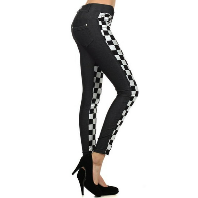 Black And White Checkerboard Pattern Leggings for Sale by
