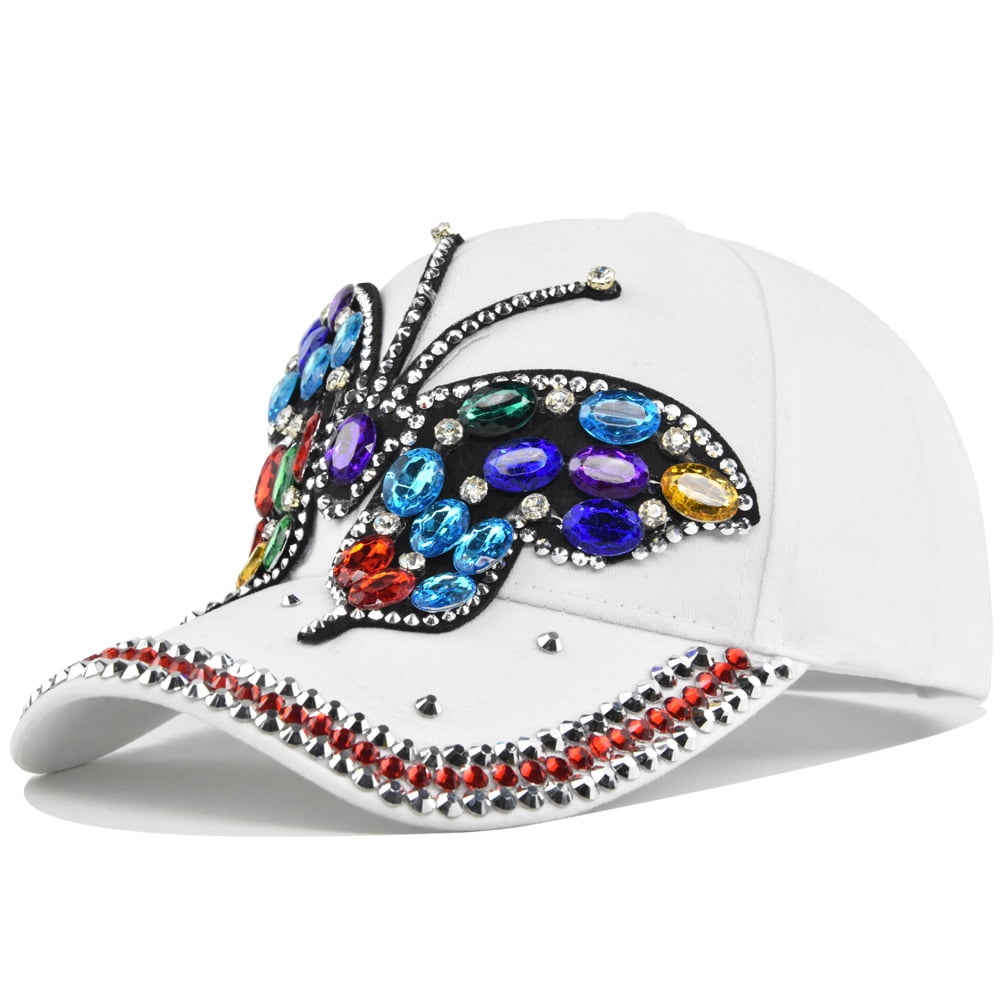 Women Casual Denim Retro Butterfly Point Drill Baseball Cap  display picture 2