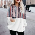 thumbnail image 1 of Women Casual Double Fuzzy Sweatshirt Faux Fleece Zip Pullover Hoodies Coat Outwear Color Block Half Zip Sherpa Pullover Sweaters for Women, 1 of 4