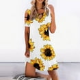 thumbnail image 1 of Women Casual Draw Back Printed Short Sleeves Cold Shoulder Dress, 1 of 5