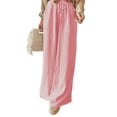 thumbnail image 1 of Women Casual Drawstring Elastic Waist Striped Wide Leg Pants with Pockets Red S, 1 of 6