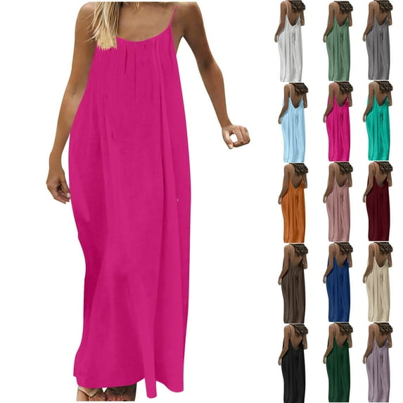 Women Casual Dress, Sundresses for Women 2026 Loose Summer Solid Tank Dress Hollow Out Beach Sundress Sleeveless Dresses