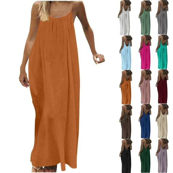 Women Casual Dress, Sundresses for Women 2026 Loose Summer Solid Tank Dress Hollow Out Beach Sundress Sleeveless Dresses