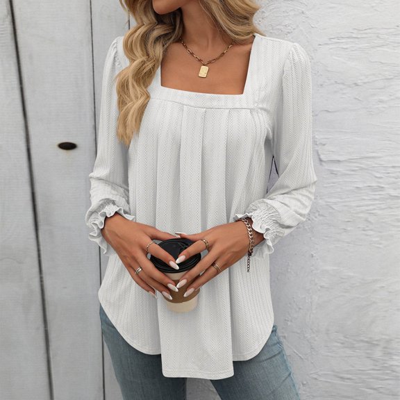 Women Casual Dressy Long Sleeve Tops Texture Neck Work Business Blouses Shirts Tee for Women Short Sleeve Blouse Women plus Size Stretchy Tops for Women My Top Planet plus Size Women Active Tops plus