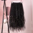 thumbnail image 1 of Women Casual Elastic High Waist Blingbling Mesh Skirt Tutu Skirt Irregular Hem Skirt Belly Fringe Skirt Mesh Skirt Womens Long Skirts Womens Bathing Suits with Skirts Cow Skirt Midi Skirts for Women, 1 of 3