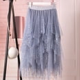 thumbnail image 1 of Women Casual Elastic High Waist Blingbling Mesh Skirt Tutu Skirt Irregular Hem Skirt Belly Fringe Skirt Mesh Skirt Womens Long Skirts Womens Bathing Suits with Skirts Cow Skirt Midi Skirts for Women, 1 of 6