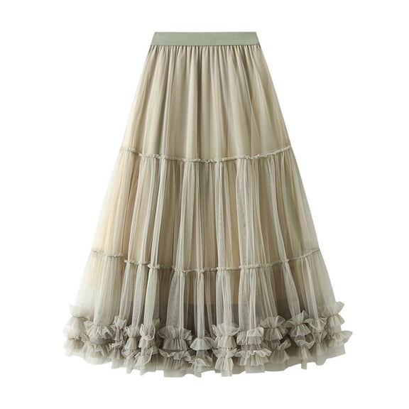 Women Casual Elastic High Waist Mesh Skirt Tutu Skirt Pleated Cake Skirt Anime Skirts Skirts for Women Knee Length Girls Swim Skirt Ballet Skirt for Girls 4-6 Women's Athletic Skirts Petticoat Skirt