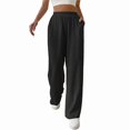 thumbnail image 1 of Women Casual Elastic Waist Loose Paper Bag Pants with Pockets Black S, 1 of 6