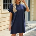 thumbnail image 1 of Women Casual Fashion Solid Color Dress Crew Neck Short Sleeve Shirt Dress Womens Long Dresses Casual Mini Summer Dress for Women Summer Stripe Dress Short Summer Dress Long Sleeve Dress Casual V Neck, 1 of 5